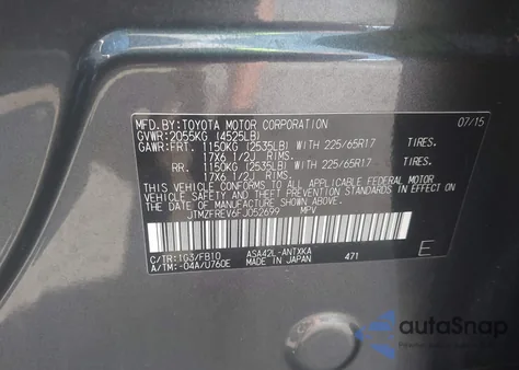 2015 Toyota Rav4 Le из США, поврежденный, VIN JTMZFREV6FJ052699